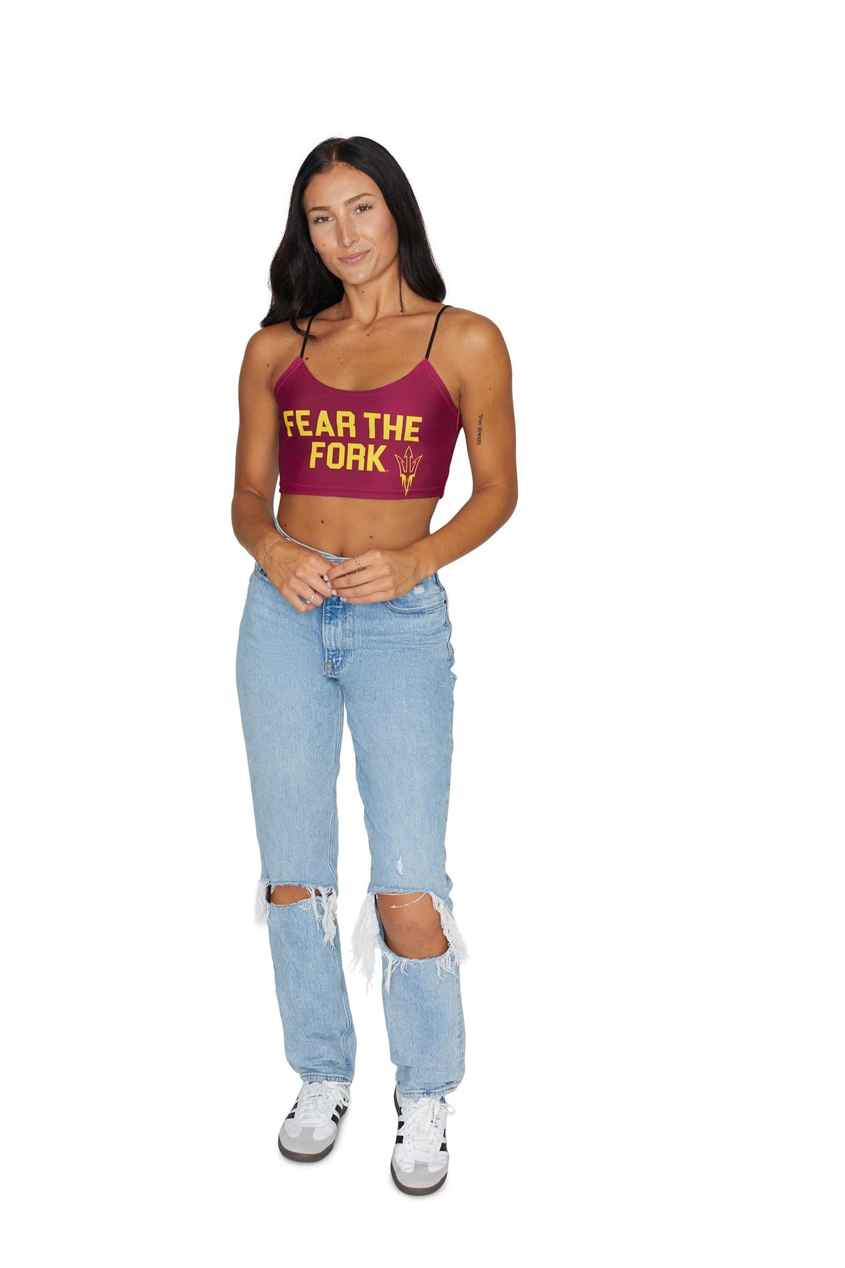 Lojobands Women's Tailgate Outfit College Spaghetti Tank Top Crop Top Made in USA One Size Fits Most