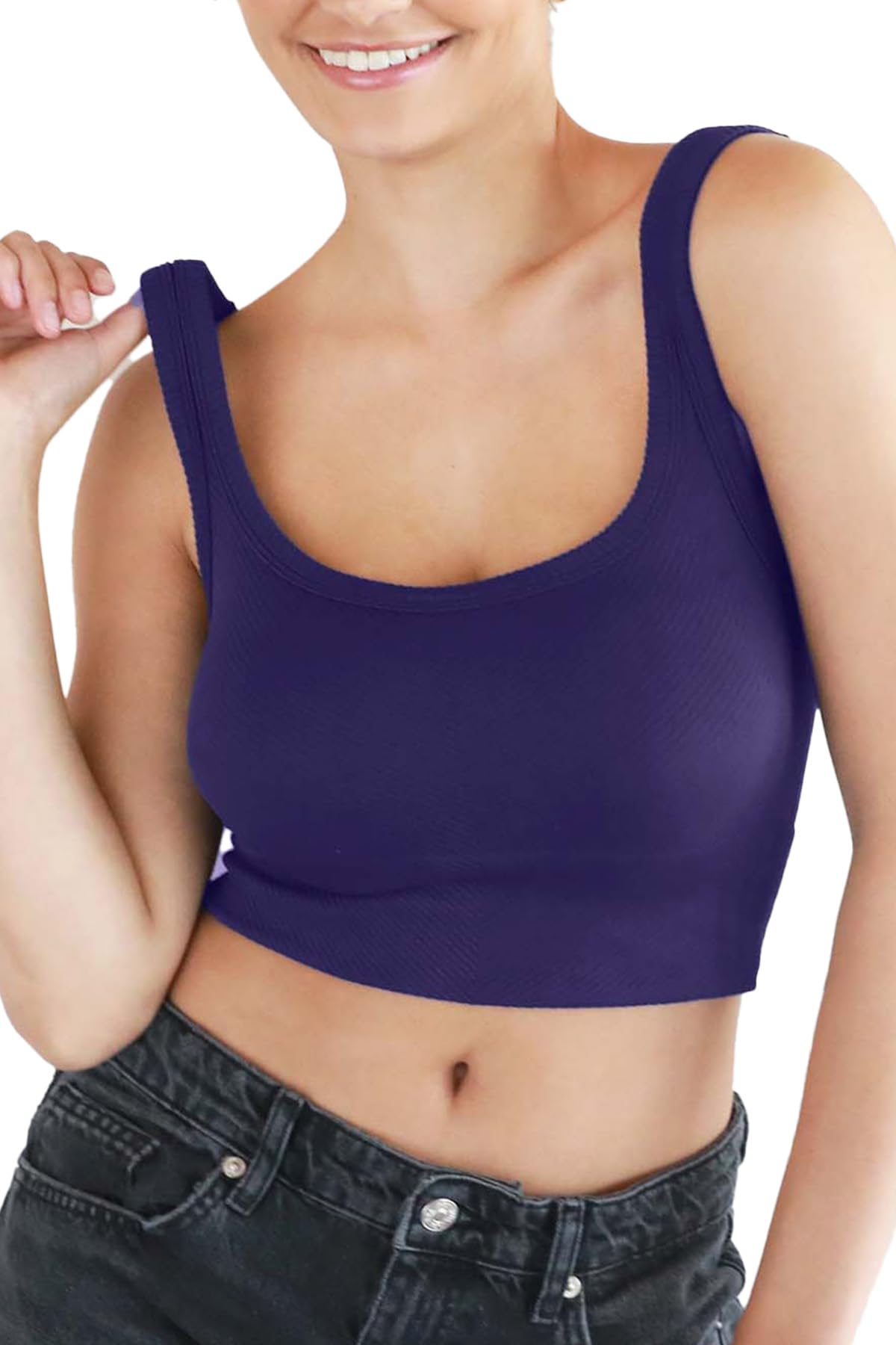 NIKIBIKI Women Seamless Chevron Ribbed Crop Top, Made in U.S.A, One Size