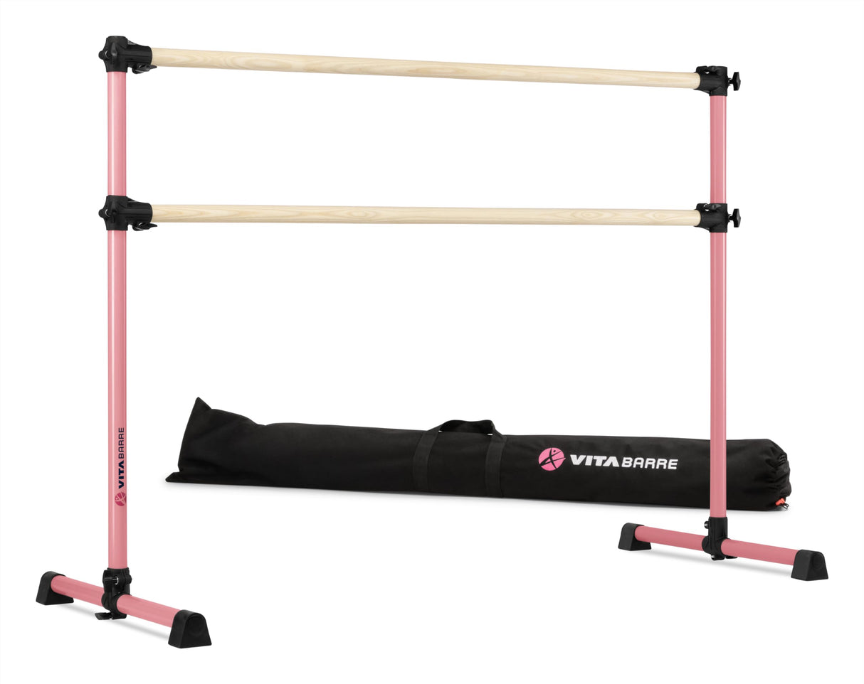 VITA Barre Portable Freestanding Double Ballet Barre, Prodigy, with Carry Bag | Adjustable Height, USA Made, Home or Gym Exercise Equipment for Kids & Adults | Dance, Fitness, Pilates