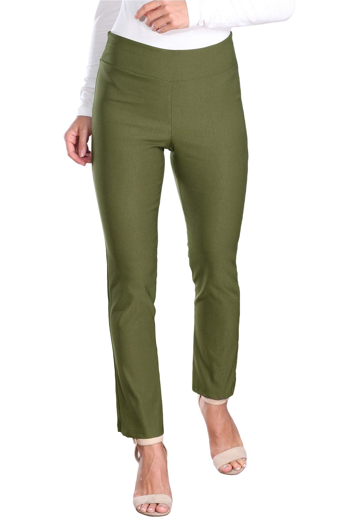 Popana Womens Stretch Pull On Dress Pants Ankle Length Work Casual - Made in USA