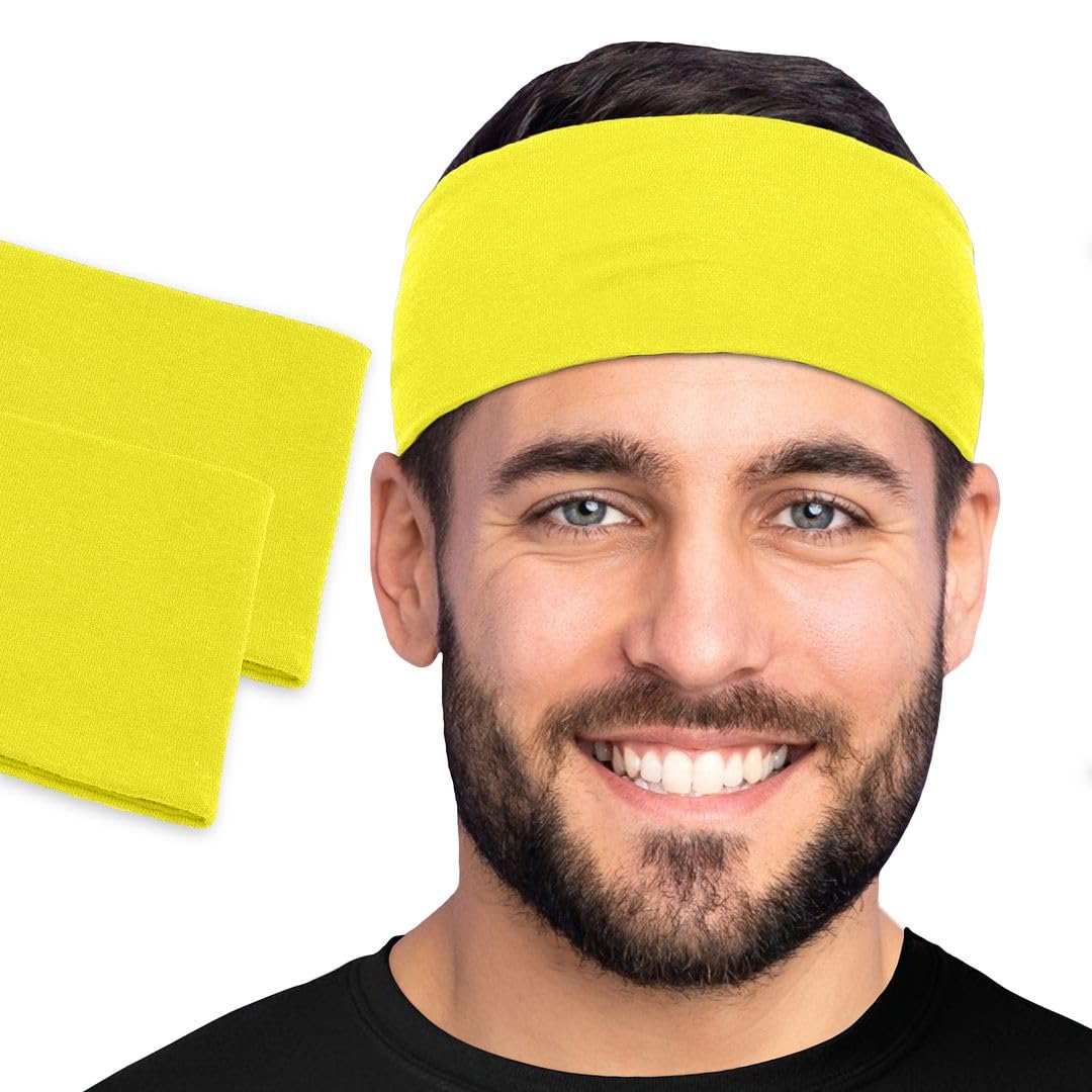 Men's Cotton Headbands Sweatbands 3" Wide Sports Fitness Yoga Fashion Made in USA