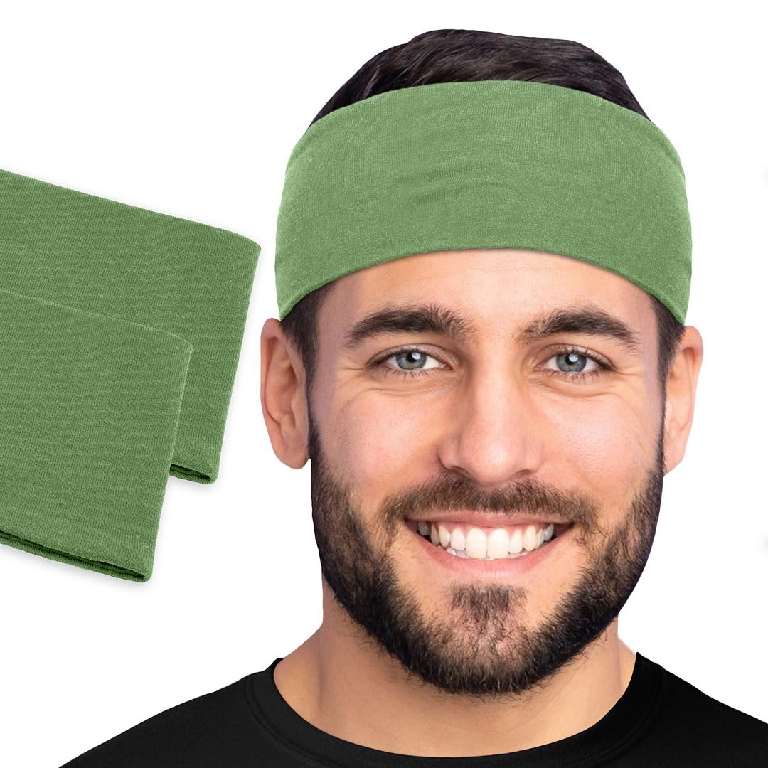 Men's Cotton Headbands Sweatbands 3" Wide Sports Fitness Yoga Fashion Made in USA