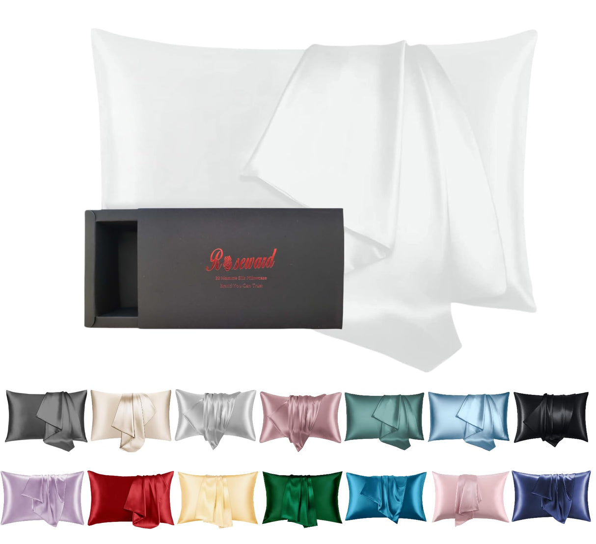 Oeko-TEX Certified Mulberry Silk Pillow Cases Green for Christmas Made in USA, 100% Silk Pillowcase with Zipper, 6A Grade 22 Momme Pure Silk Gift Set, 1 Pcs 20"x30" (Queen, Emerald)