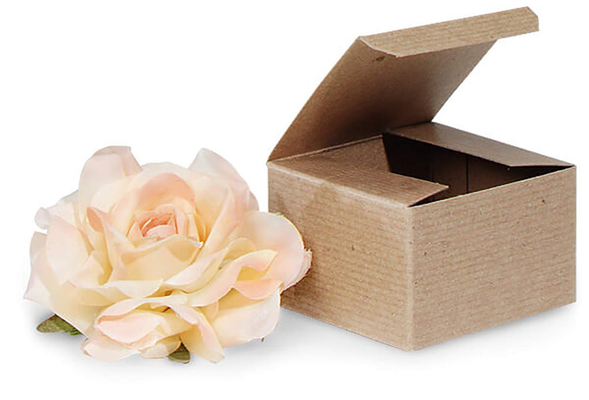 Made in USA 10-Count Recycled Brown Kraft Gift Boxes (5" X 5" X 3") with Tuck Lids for Weddings, Crafting and Baking Packaging Needs