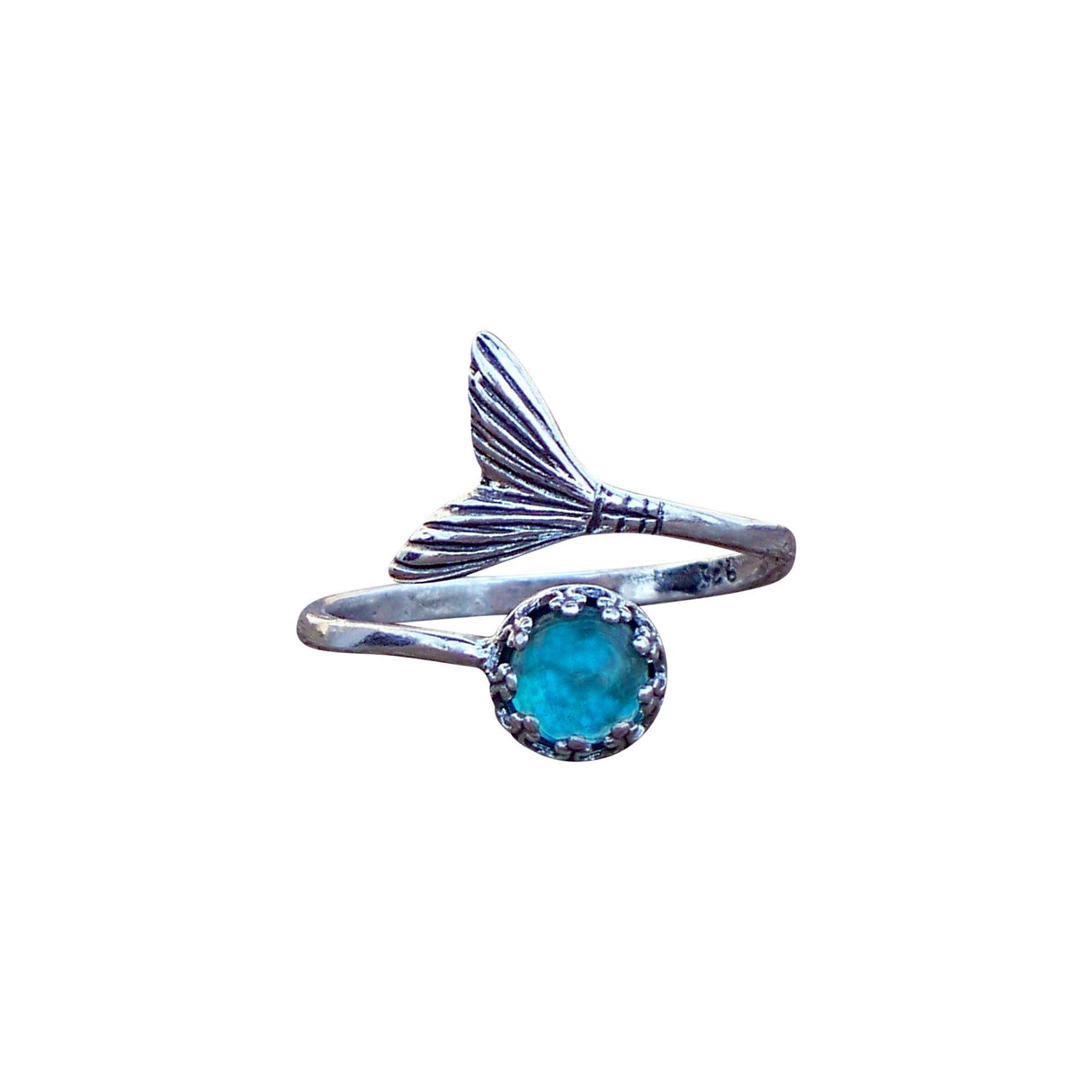 Bottled Up Designs Handmade Mermaid Adjustable Ring, Recycled Bottle Glass, Sterling Silver, Eco Friendly, Made in USA, Birthday Gifts, Mothers Day, Women, Anniversary (Mason Jar Aqua)