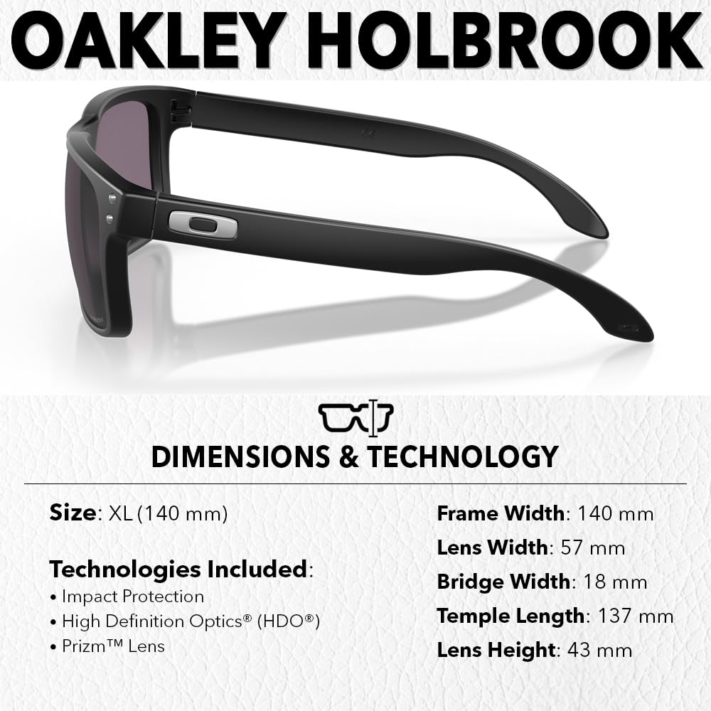 Oakley OO9102 HOLBROOK Square Sunglasses for Men - High Bridge Fit - USA Flag Cleaning Kit and Leash - PREMIUM BUNDLE
