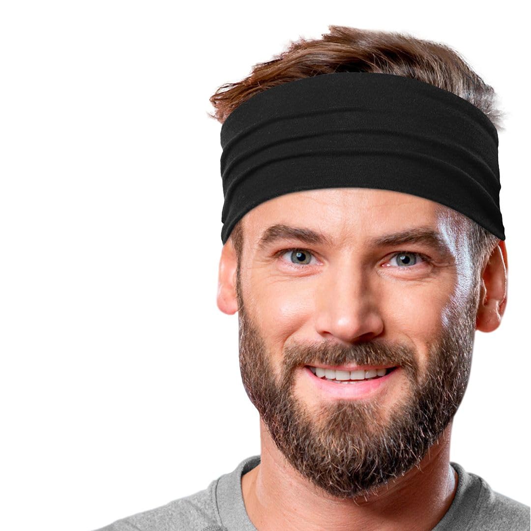 Men's Cotton Headbands Sweatbands 5" Wide Sports Fitness Yoga Fashion Made in USA