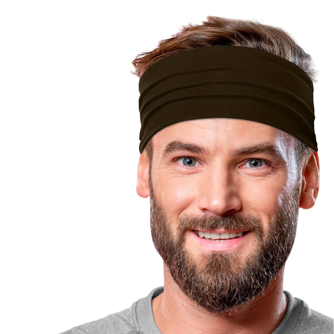 Men's Cotton Headbands Sweatbands 5" Wide Sports Fitness Yoga Fashion Made in USA