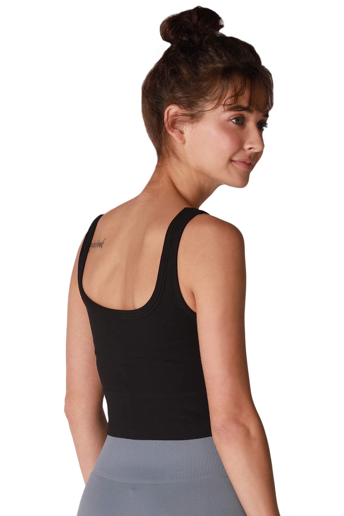 NIKIBIKI Women Seamless Chevron Ribbed Crop Top, Made in U.S.A, One Size