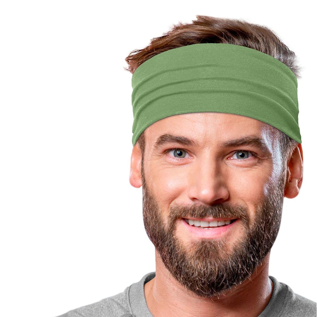 Men's Cotton Headbands Sweatbands 5" Wide Sports Fitness Yoga Fashion Made in USA