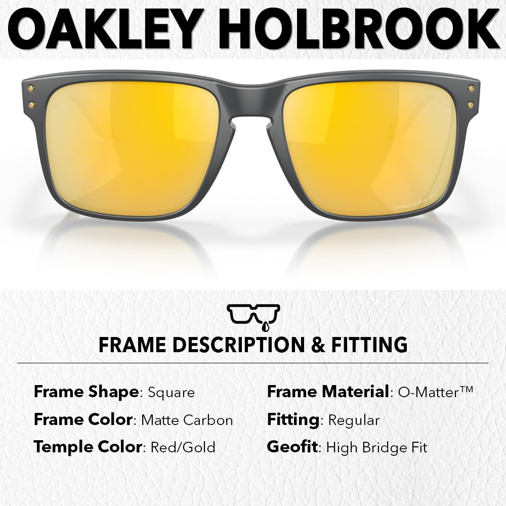 Oakley OO9102 HOLBROOK Square Sunglasses for Men - High Bridge Fit - USA Flag Cleaning Kit and Leash - PREMIUM BUNDLE
