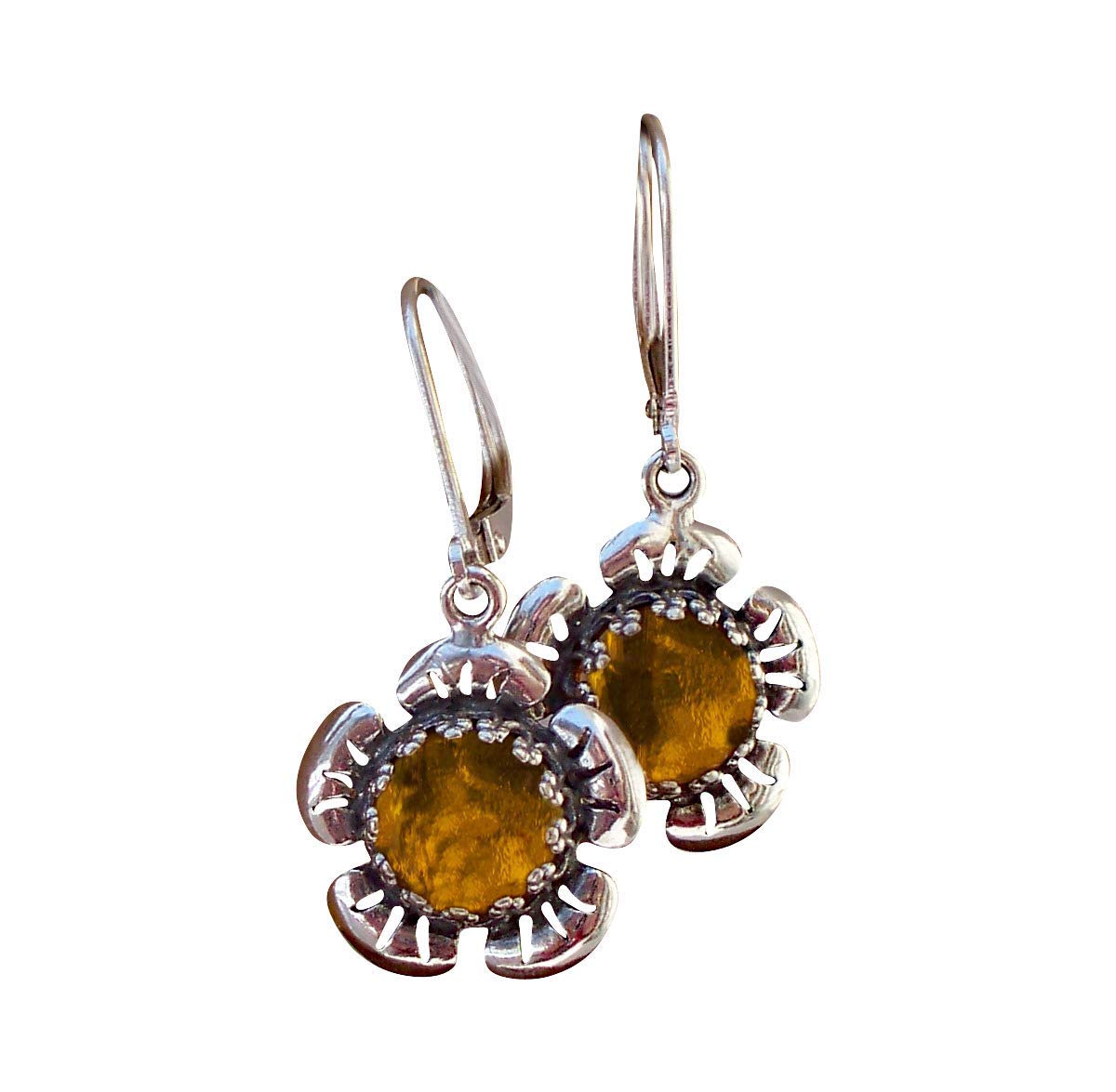 Bottled Up Designs Handmade Bloom Once More Earrings, Recycled Vintage Glass, Sterling Silver, Eco Friendly, Made in USA, Birthday Gifts, Mothers Day, Women, Anniversary (Olive Wine Bottle)
