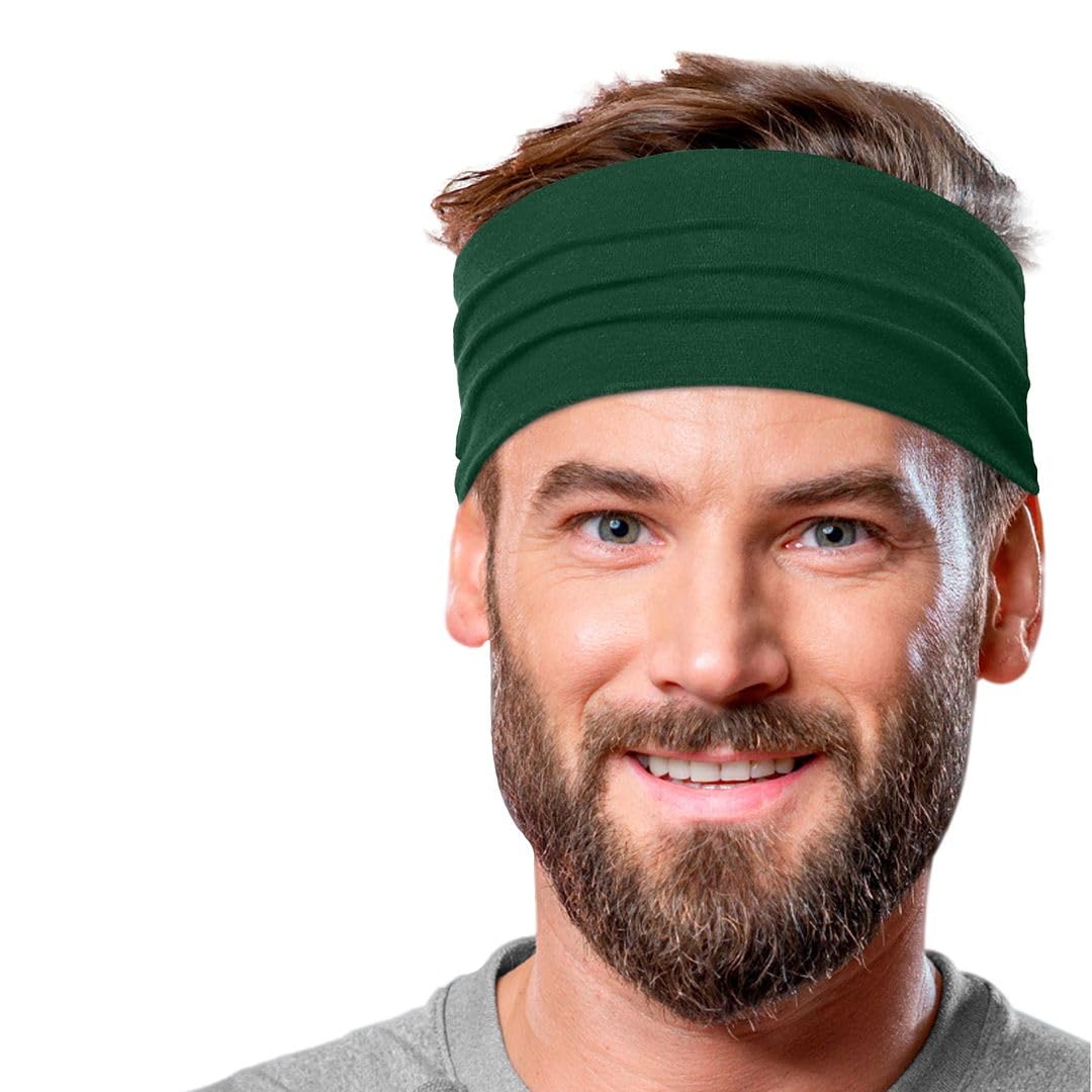Men's Cotton Headbands Sweatbands 5" Wide Sports Fitness Yoga Fashion Made in USA