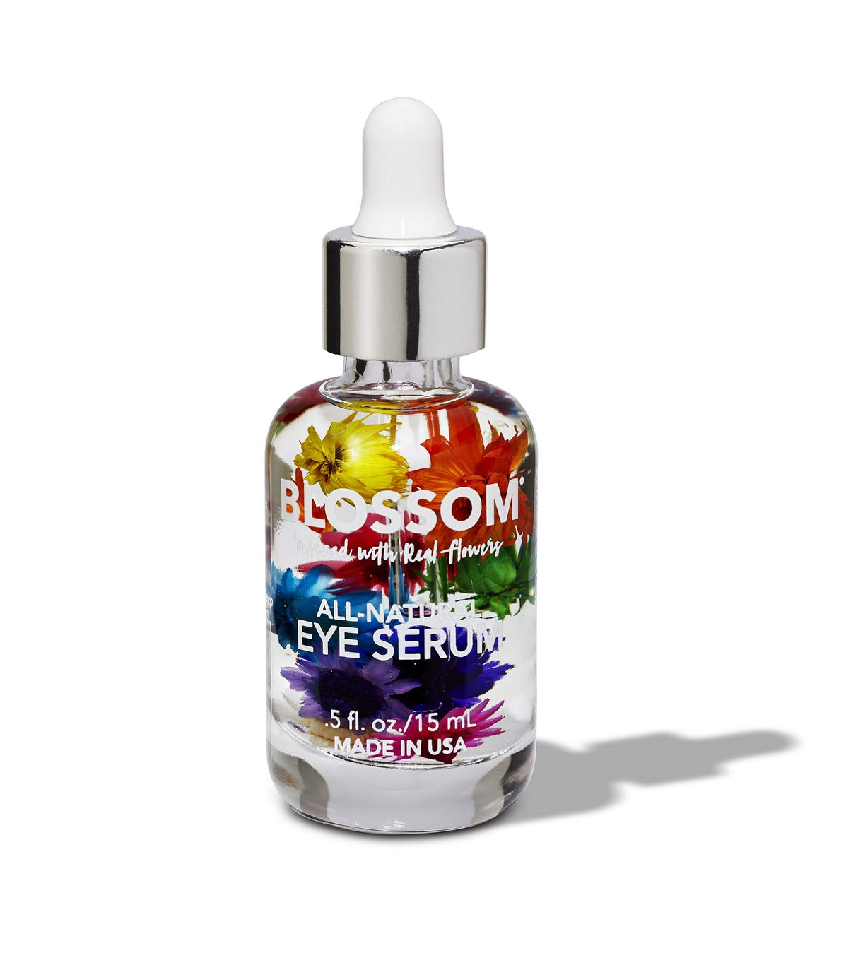 Blossom All Natural Eye Serum with Essential Oils, Organic Cruelty Free Moisturizing, Infused with Real Flowers, Made in USA, 0.5 fl. oz., Spring Bouquet