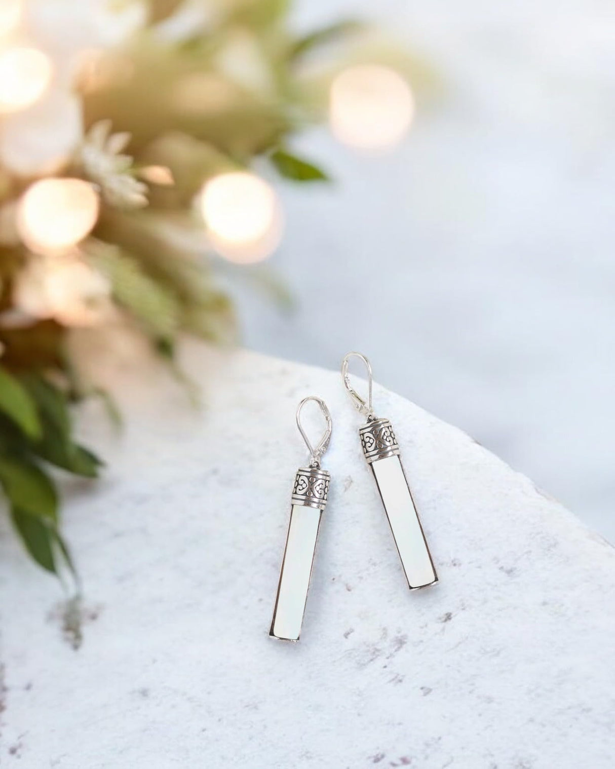 Recycled Antique Bottle and Dishware and Sterling Silver Bottoms Up Lever Back Earrings (Vintage Mason Jar)