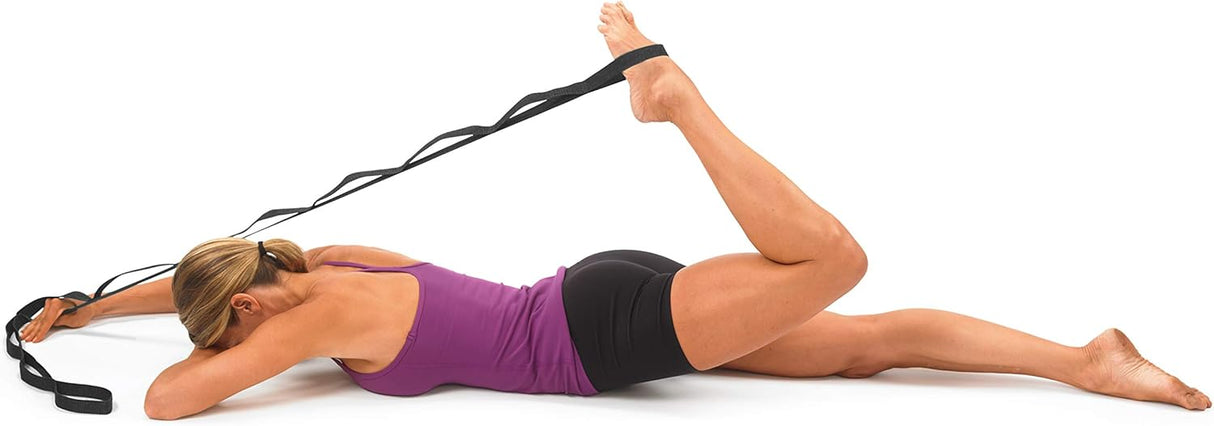 OPTP The Original Stretch Out Strap XL with Exercise Book, USA Made Stretch Out Straps for Physical Therapy, Yoga Stretching Strap or Knee Therapy Strap - Ten Loops, 7'5" Strap