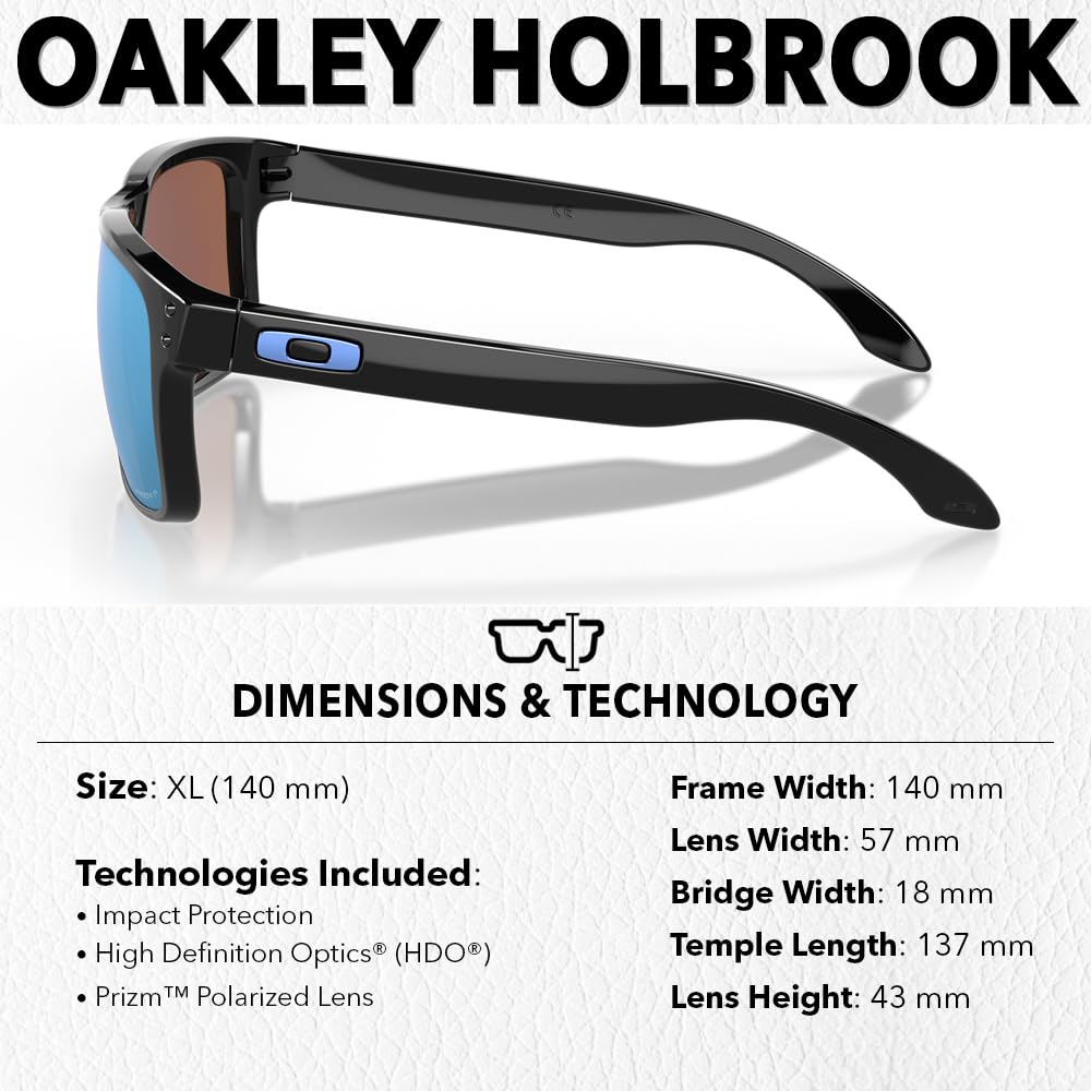 Oakley OO9102 HOLBROOK Square Sunglasses for Men - High Bridge Fit - USA Flag Cleaning Kit and Leash - PREMIUM BUNDLE