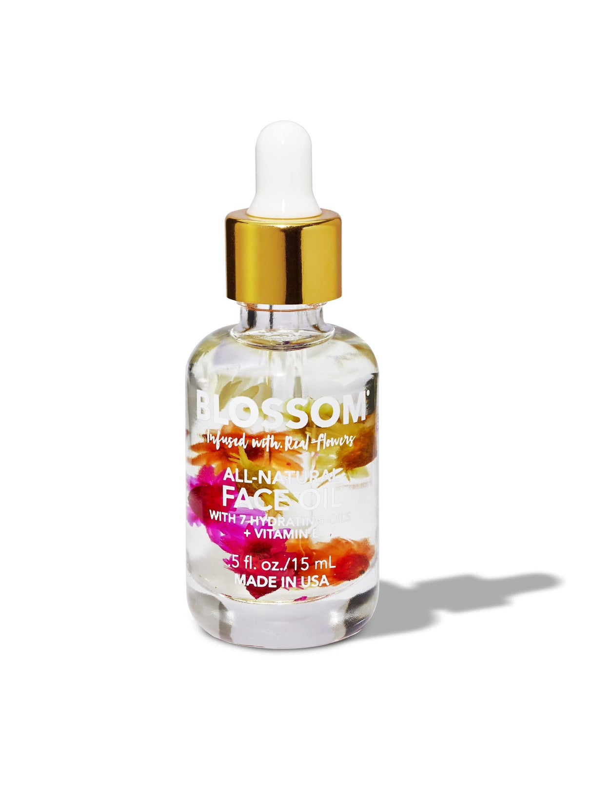 Blossom Unscented All Natural, Vegan, Cruelty Free Face Oil with Vitamin E, Infused with Real Flowers, Made in USA, 1 fl. oz., Spring Bouquet