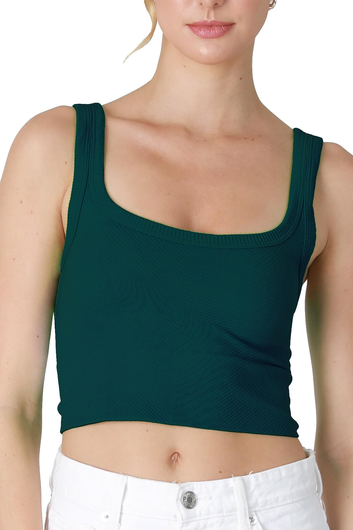 NIKIBIKI Women Seamless Chevron Ribbed Crop Top, Made in U.S.A, One Size