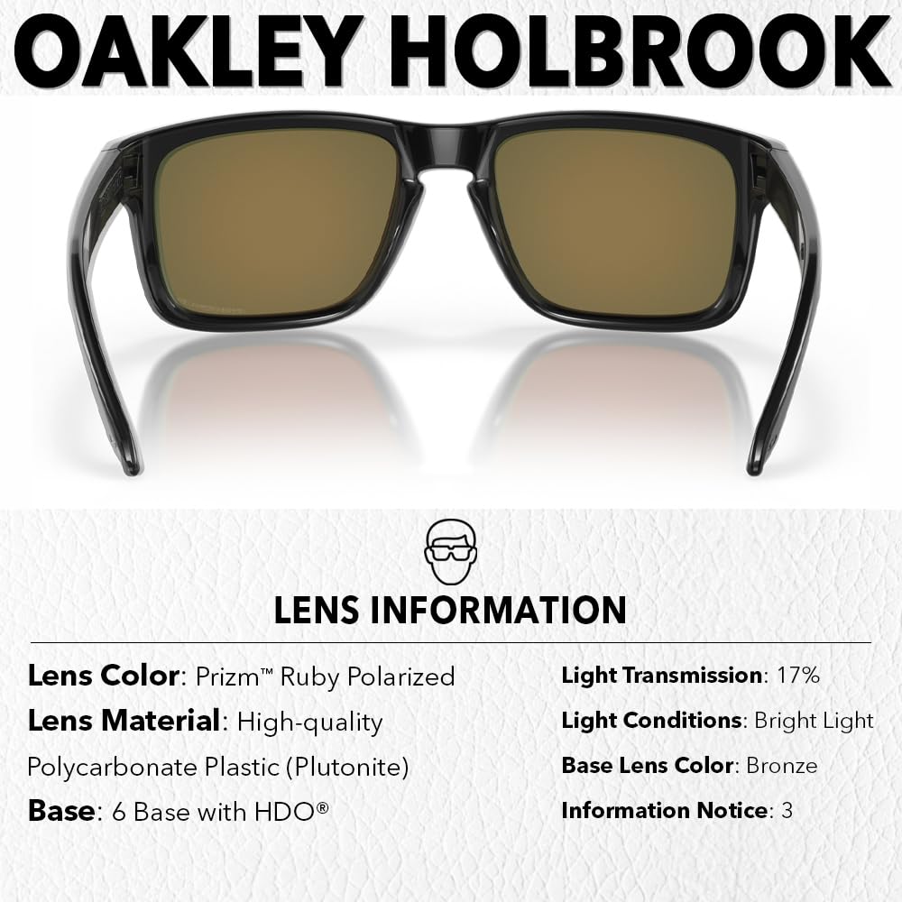Oakley OO9102 HOLBROOK Square Sunglasses for Men - High Bridge Fit - USA Flag Cleaning Kit and Leash - PREMIUM BUNDLE