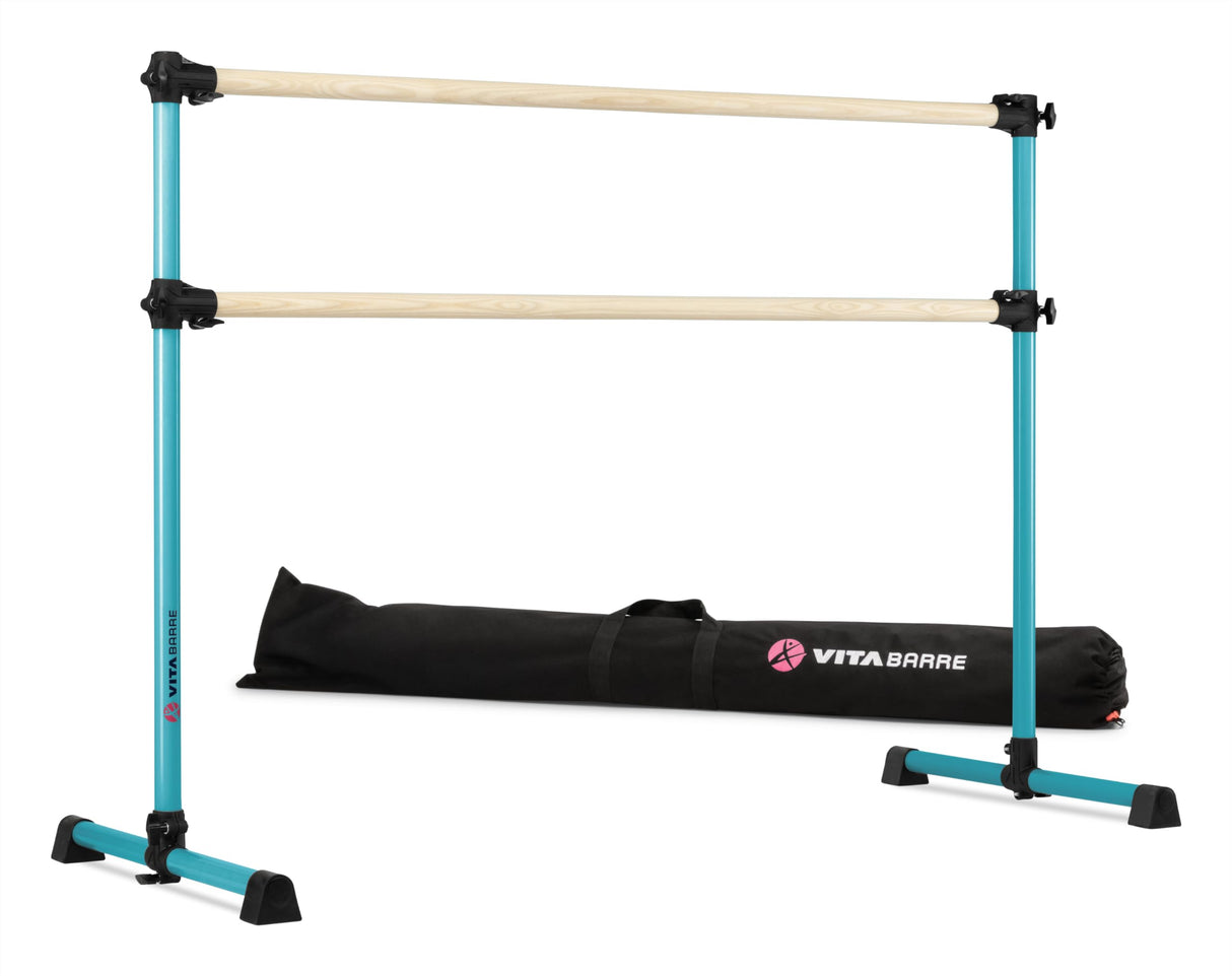 VITA Barre Portable Freestanding Double Ballet Barre, Prodigy, with Carry Bag | Adjustable Height, USA Made, Home or Gym Exercise Equipment for Kids & Adults | Dance, Fitness, Pilates
