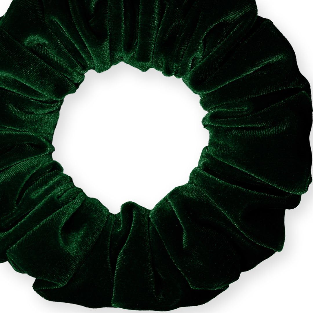 Velvet Scrunchies Jumbo Size Plush Big Ponytail Holders Thick Braided Locked Hair Big Made in the USA Green Pine