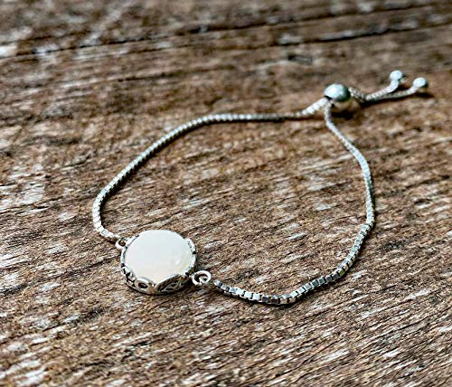 Bottled Up Designs Handmade Vintage Botanical Series Adjustable Slider Bracelet, Recycled Glass, Sterling Silver, Eco Friendly, Made in USA, Birthday Gifts, Mothers Day, Women (Mason Jar (Aqua))