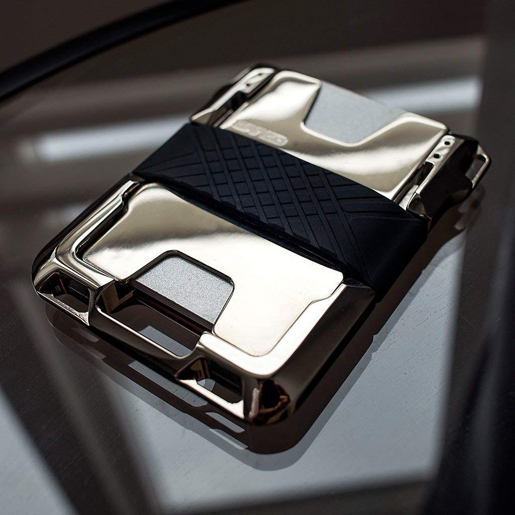 Dango Slim Minimalist Wallet for Men - RFID Blocking - Nickel Plated, Whiskey Brown/Polished Nickel