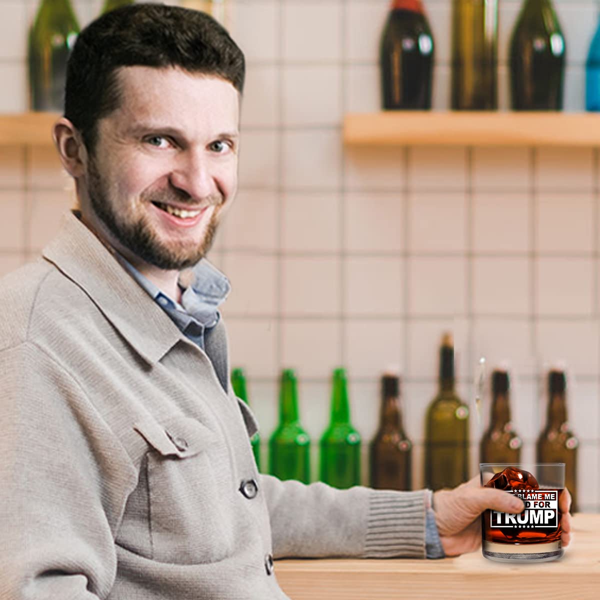 Don’t Blame Me, I Voted for Trump-Funny Whiskey Bourbon Scotch Glass 11oz- Great Gift for Dad, Mom, GOP, Conservative, Political Collector, Rocks Glass- USA Made.