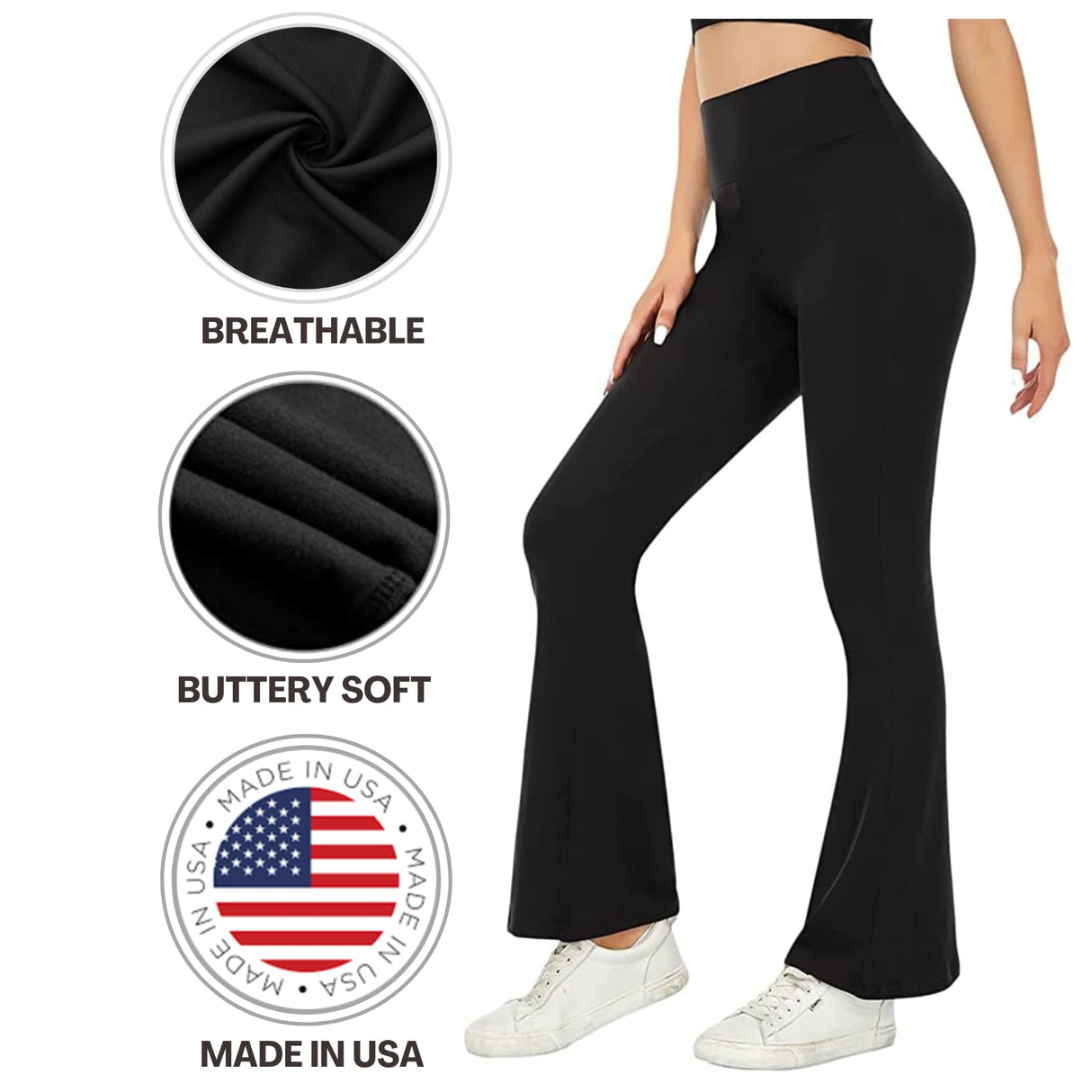 Sweet Hearts Flare Yoga Pants for Women- High Waisted Bootcut Leggings Casual Stretchy Palazzo Wide Leg Pants Made in USA