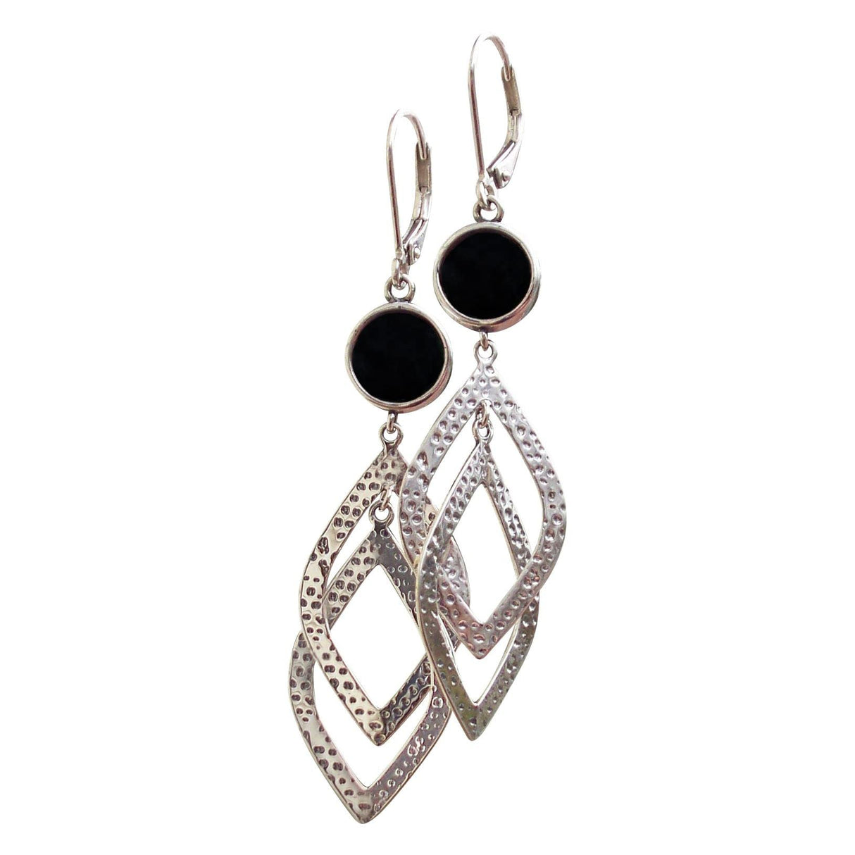 Bottled Up Designs Handmade Recycled Antique Glass and Sterling Silver Cascade Earrings (Olive Wine Bottle)