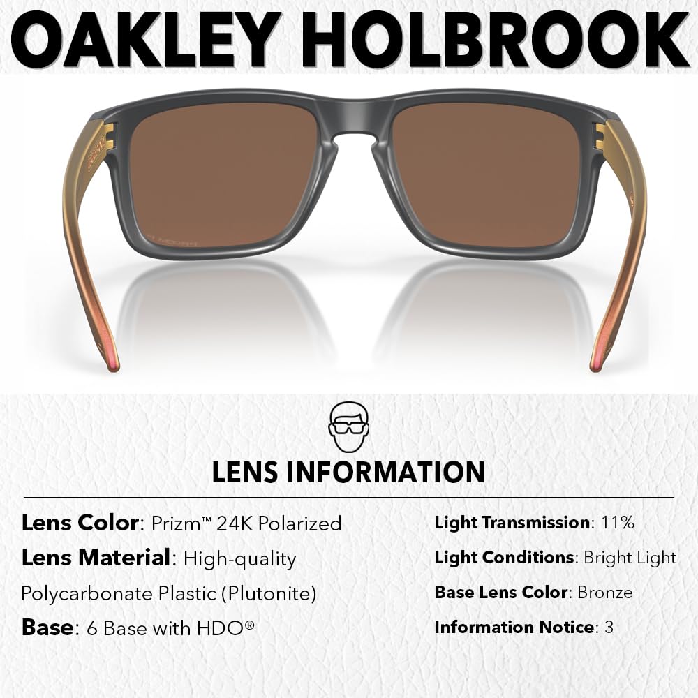 Oakley OO9102 HOLBROOK Square Sunglasses for Men - High Bridge Fit - USA Flag Cleaning Kit and Leash - PREMIUM BUNDLE