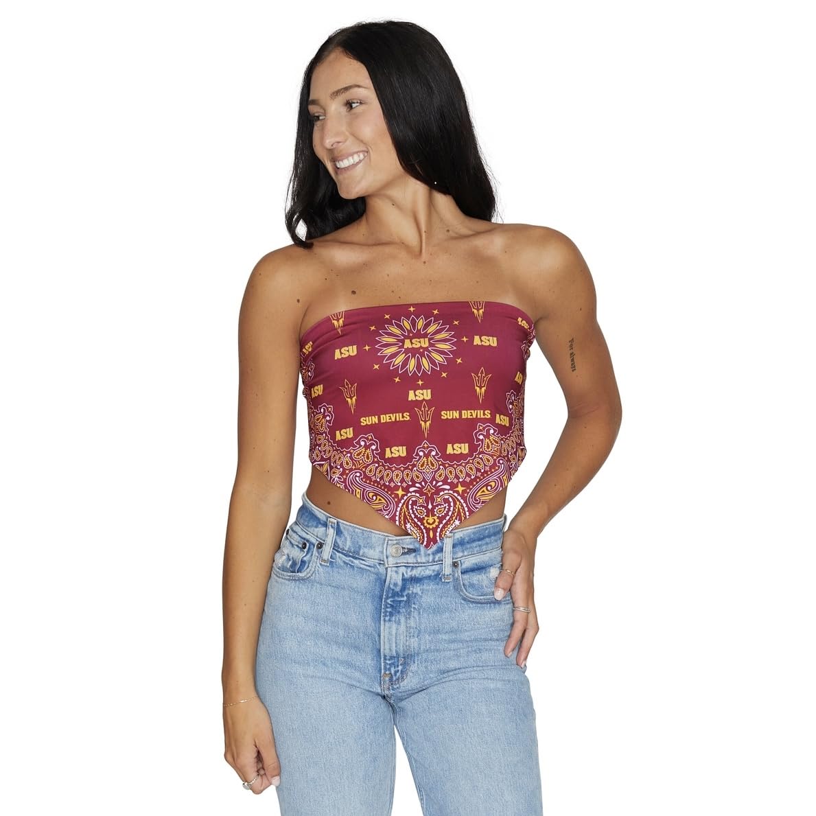 Lojobands Women's Bandana Top Tailgate Outfit College Tank Top Crop Top Made in USA One Size Fits Most