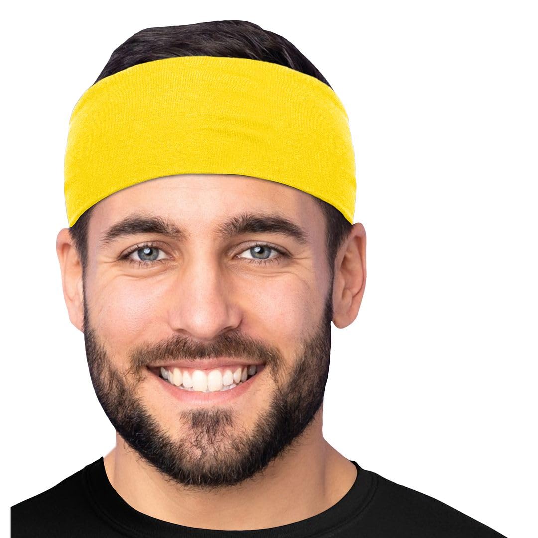 Men's Cotton Headbands Sweatbands 3" Wide Sports Fitness Yoga Fashion Made in USA