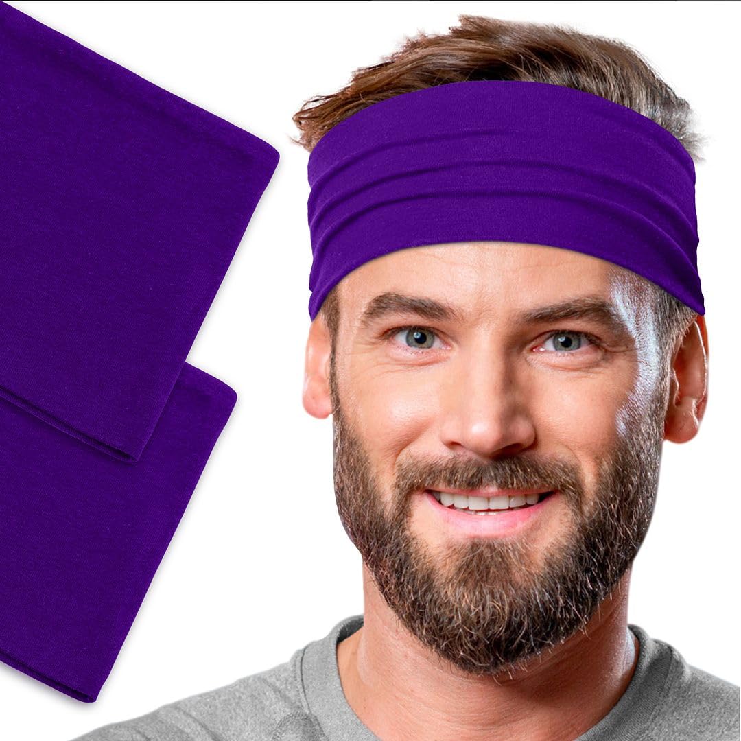Men's Cotton Headbands Sweatbands 5" Wide Sports Fitness Yoga Fashion Made in USA