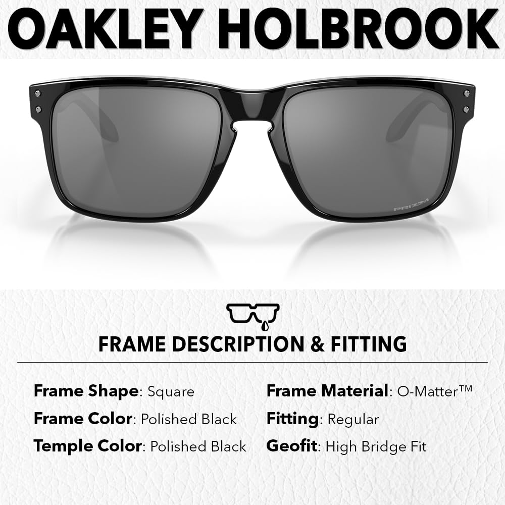 Oakley OO9102 HOLBROOK Square Sunglasses for Men - High Bridge Fit - USA Flag Cleaning Kit and Leash - PREMIUM BUNDLE