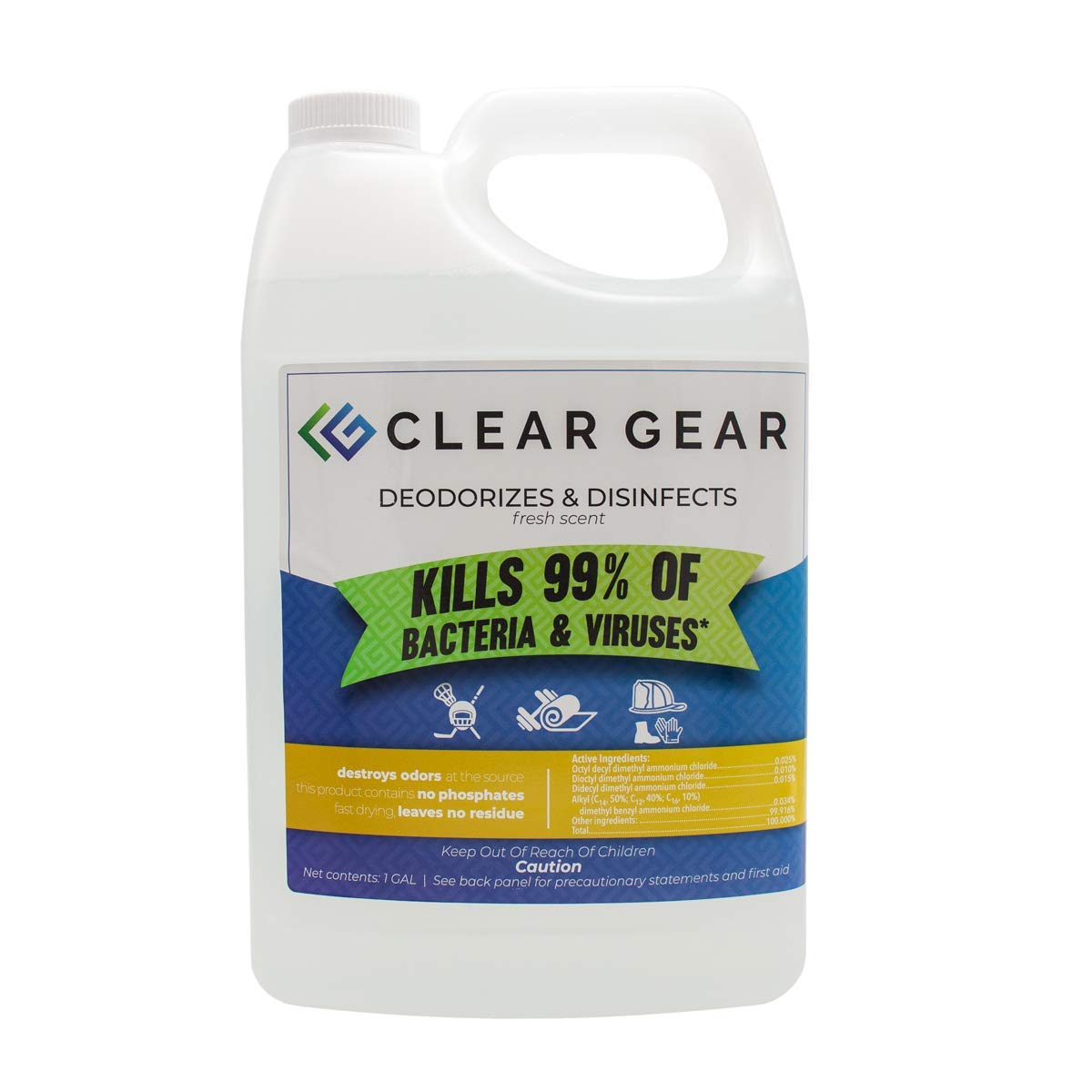 Disinfectant, Cleaner, and Deodorizer for Sports Equipment, Gyms, and Fitness Centers - EPA-Registered, Hospital Grade, Made in USA - 1 Gallon Bottle