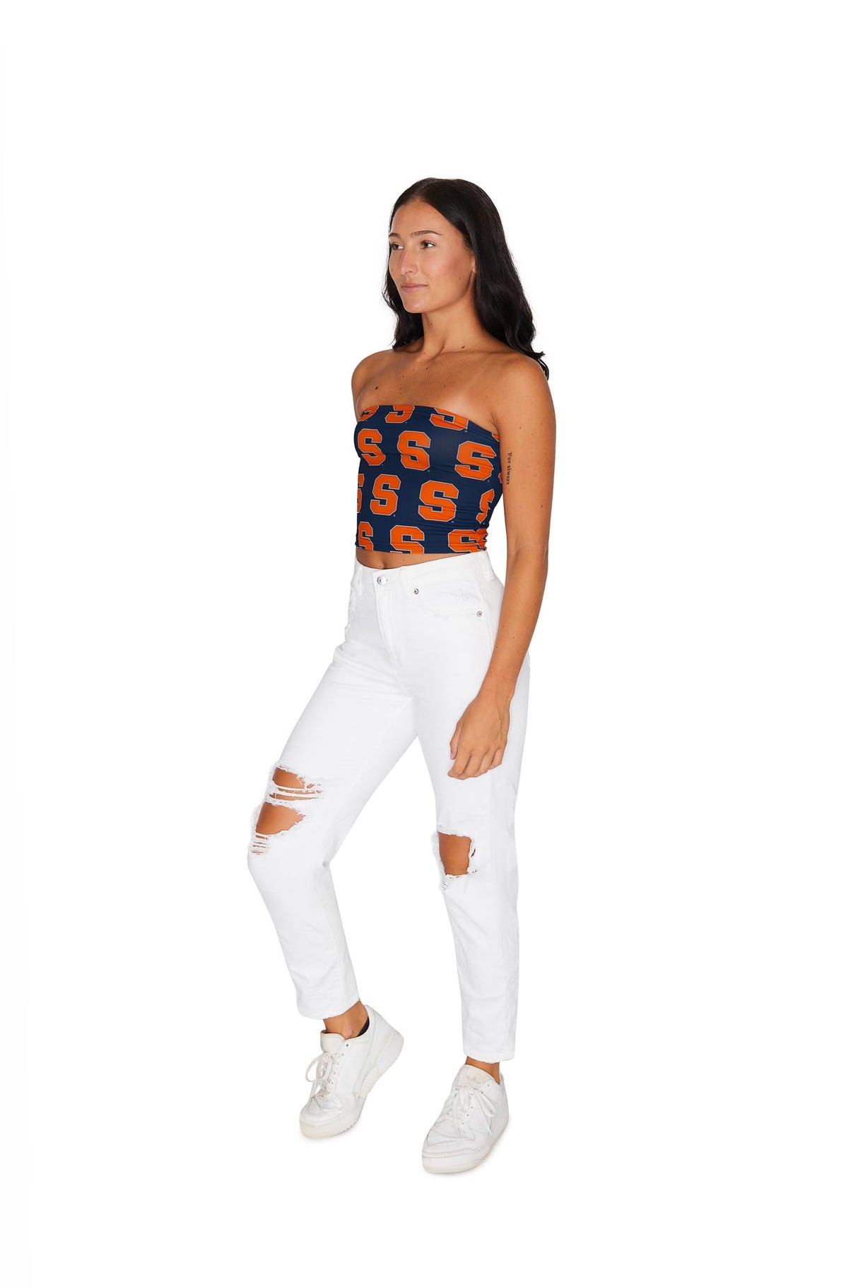 Lojobands Women's Tailgate Outfit College Tube Top Logo All Over Tank Top Crop Made in USA One Size Fits Most