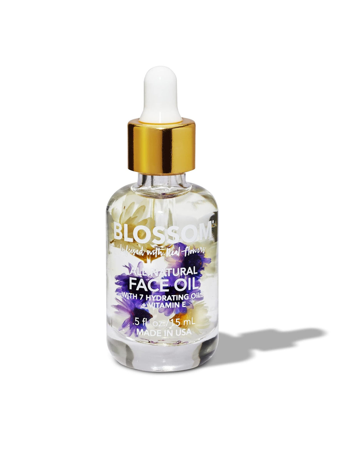 Blossom Unscented All Natural, Vegan, Cruelty Free Face Oil with Vitamin E, Infused with Real Flowers, Made in USA, 1 fl. oz., Spring Bouquet