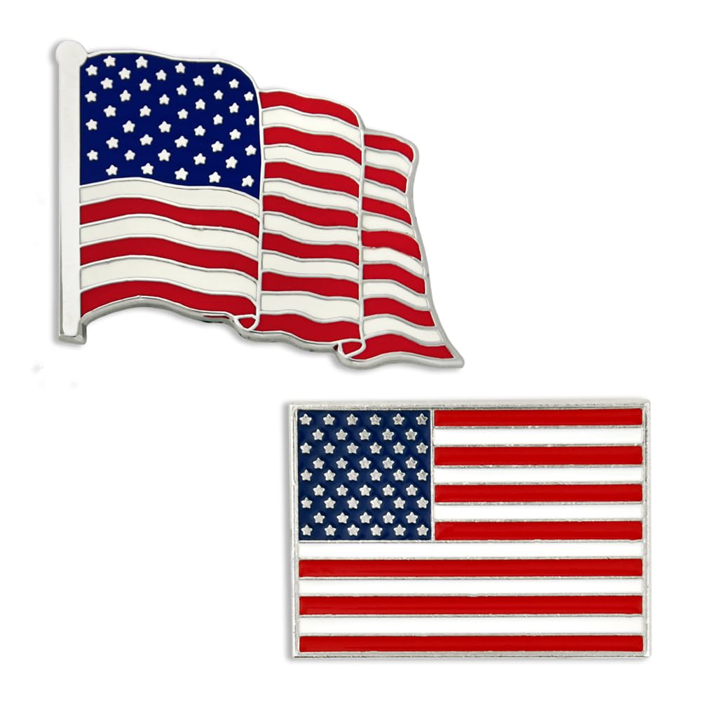 PinMart's 2 Pack Made in the USA American Flag Enamel Lapel Pins