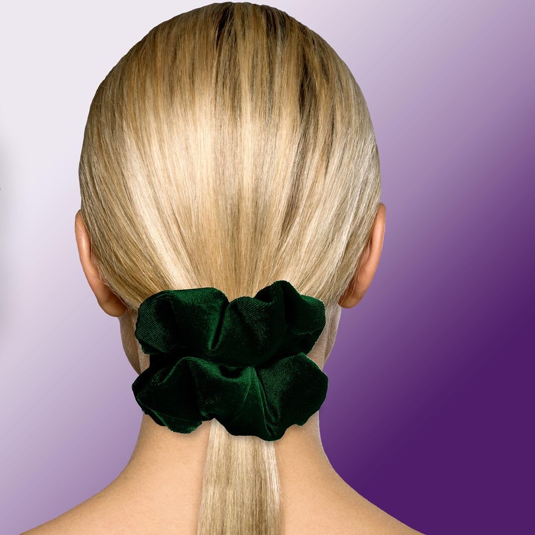 Velvet Scrunchies Jumbo Size Plush Big Ponytail Holders Thick Braided Locked Hair Big Made in the USA Green Pine