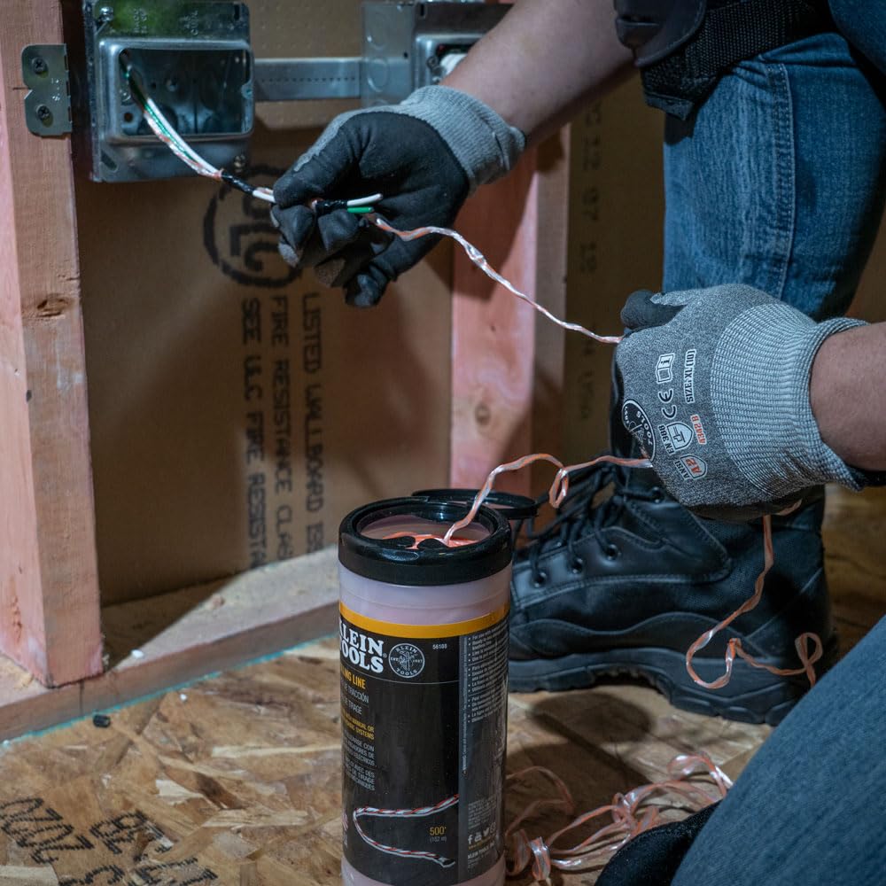 Klein Tools 56331 50-Foot Electrical Fish Tape, Steel Wire Puller with Double Loop Tip, Optimized Housing and Handle, 1/8-Inch