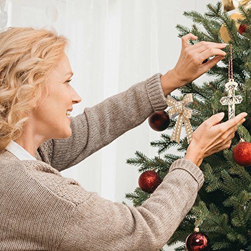 Nativity Cross Christmas Ornament Gift, Real Wooden Decor for Tree, Office, Car. Unique Wood Holy Family Scene Gifts, 4.5X 2.625, Made in USA, Keepsake Tells The Whole Christmas Story