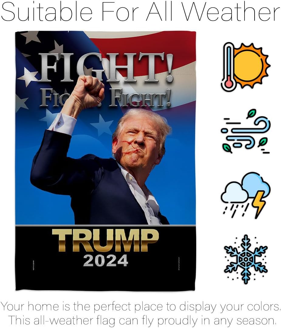 Fight for Trump Flag 2 Pcs Pack Yard Sign Wall Home Tapestry Patio Poster Rally Shooting 2024 Door Banner Porch Outdoor House Patriotic Decorations, Republican Gifts Made in USA
