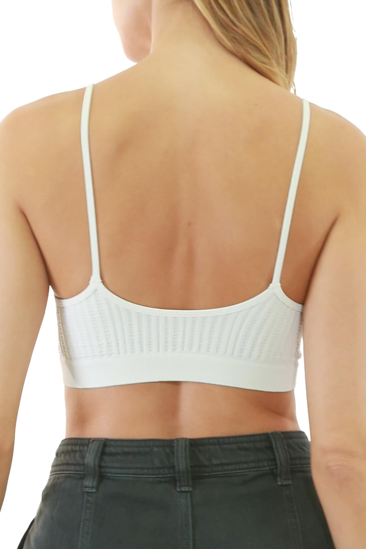 NIKIBIKI Women Seamless Ribbed V-Neck Bralette, Made in U.S.A, One Size