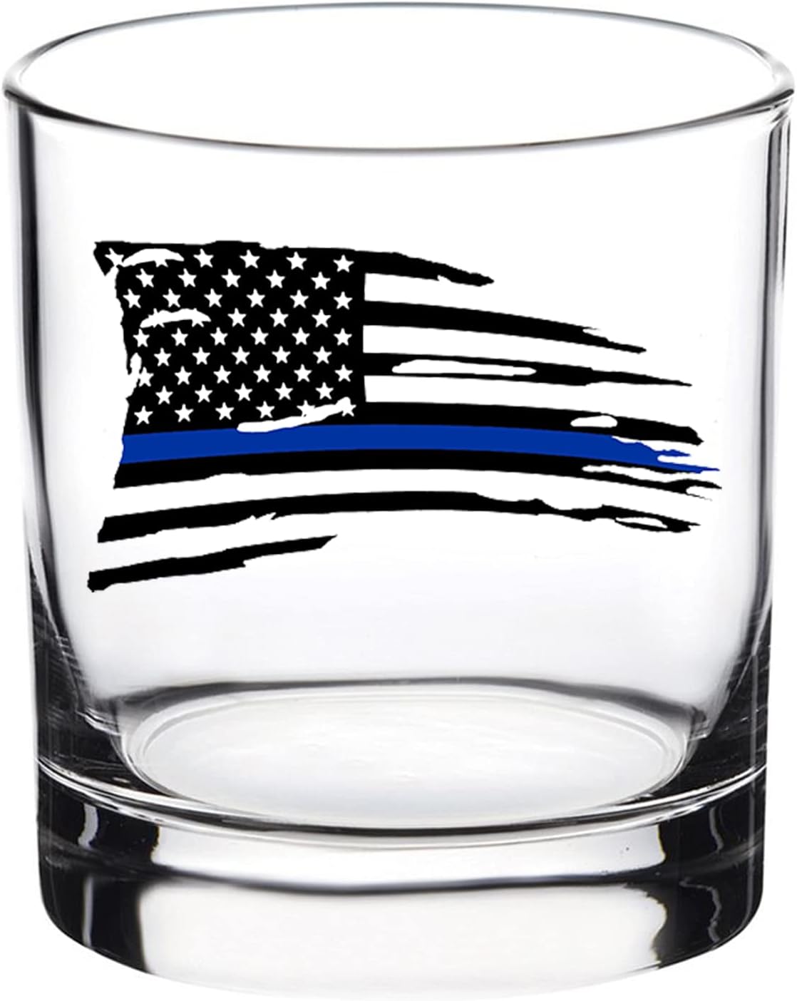 Rogue River Tactical Tattered Thin Blue Line Flag Old Fashioned Whiskey Glass And Shot Glass Bar Drinking Cup Gift Set For Police Officer Law Enforcement Bundle Combo