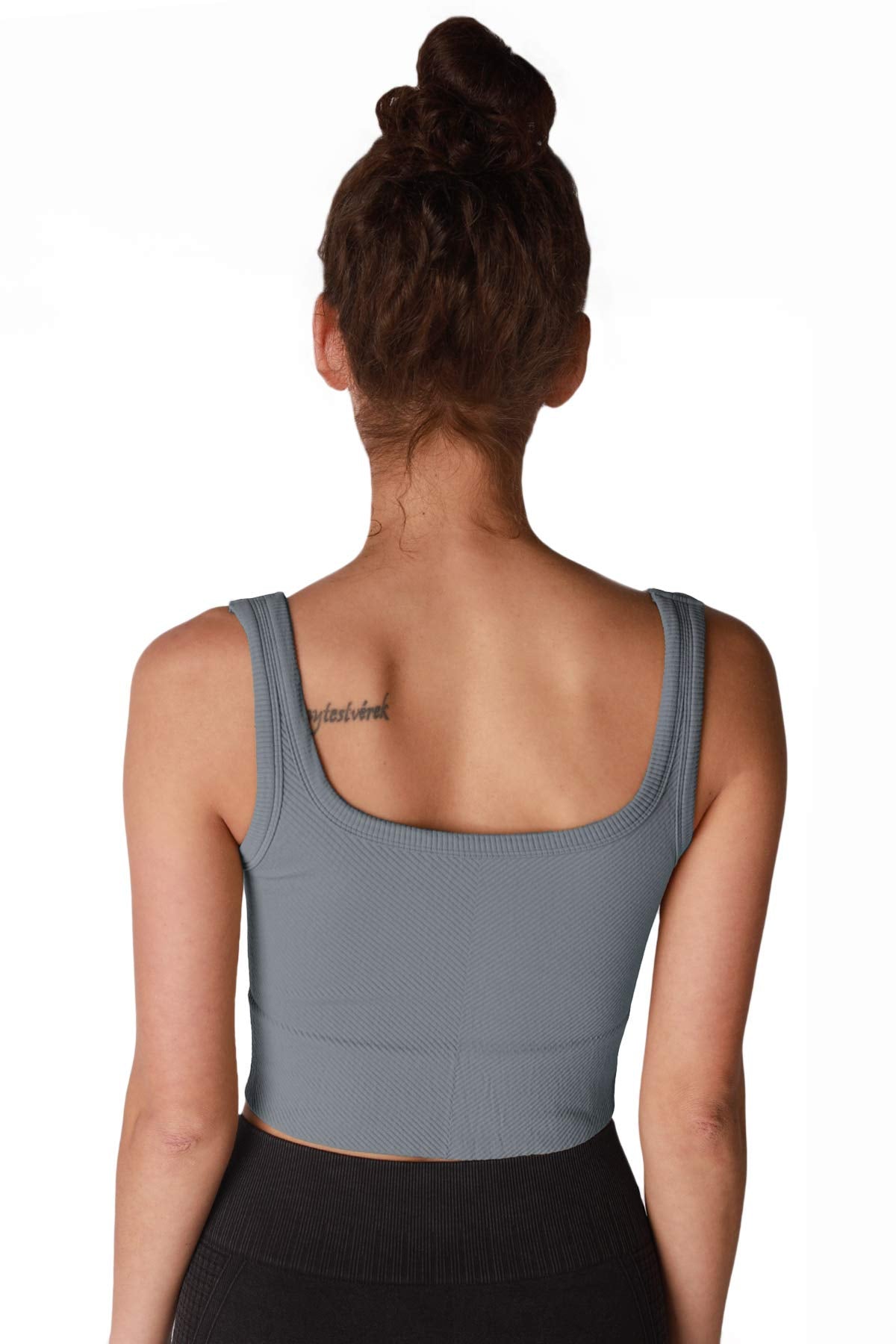 NIKIBIKI Women Seamless Chevron Ribbed Crop Top, Made in U.S.A, One Size