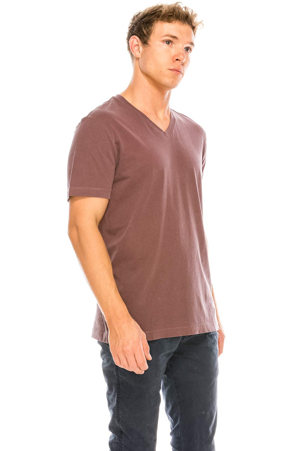 YURO-K Men's Short Sleeve V-Neck T-Shirt Premium Cotton Classic Short Sleeve V-Neck T-Shirt