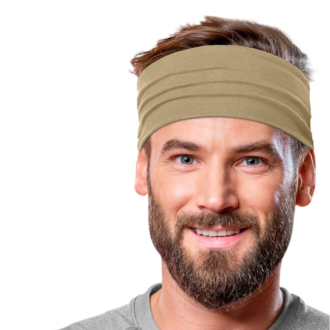 Men's Cotton Headbands Sweatbands 5" Wide Sports Fitness Yoga Fashion Made in USA