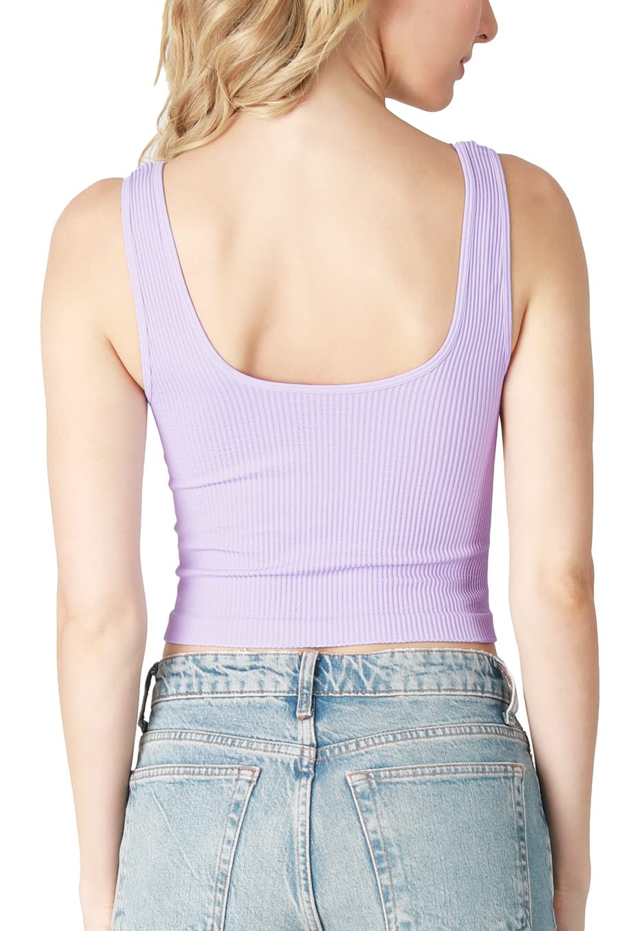 NIKIBIKI Women Seamless Reversible Ribbed Crop Top, Made in U.S.A, One Size